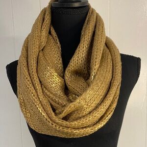 Metallic Gold Infinity Scarf | Chunky Knit | Cozy Winter | OSFM
